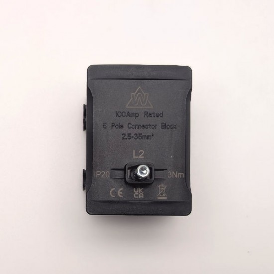 WEC Black 100A 5 Way terminal block