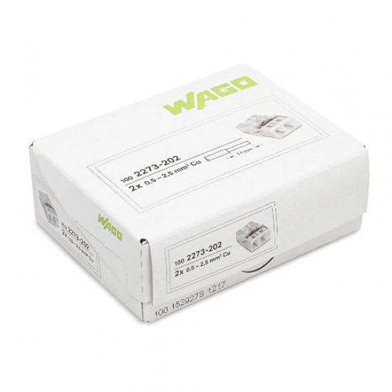 Wago 2273-202 Compact Push Wire Connector Block Pack=100 Wago 2273-202 Compact Push Wire Connector Block Pack=100