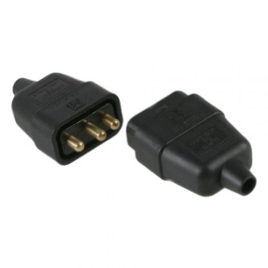 10A Rewireable 3-Pin Plug & Socket In-Line Power Connector, Black 10A Rewireable 3-Pin Plug & Socket In-Line Power Connector, Black
