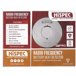 HISPEC RF BATT HEAT DET C/W 10 YEAR LITHIUM BATT