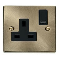 Click Deco Victorian Antique Brass 1-GANG 13A DP SW SOCKET BK