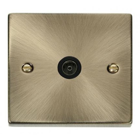 Click Deco Victorian Antique Brass 1-GANG SINGLE C0-AX  OUTLET Black insert..