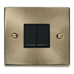 Click Deco Victorian Antique Brass 10AX 2 Gang 2 Way Plate Switch Black insert. Click Deco Victorian Antique Brass 10AX 2 Gang 2 Way Plate Switch Black insert.