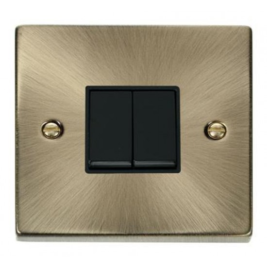 Click Deco Victorian Antique Brass 10AX 2 Gang 2 Way Plate Switch Black insert. Click Deco Victorian Antique Brass 10AX 2 Gang 2 Way Plate Switch Black insert.