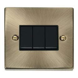 Click Deco Victorian Antique Brass 10AX 3 Gang 2 Way Plate Switch Click Deco Victorian Antique Brass 10AX 3 Gang 2 Way Plate Switch