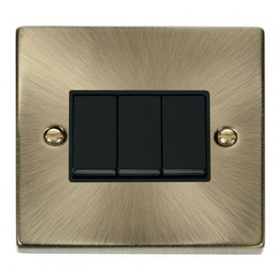 Click Deco Victorian Antique Brass 10AX 3 Gang 2 Way Plate Switch Click Deco Victorian Antique Brass 10AX 3 Gang 2 Way Plate Switch
