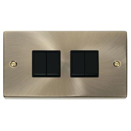 Click Deco Victorian Antique Brass 10AX 4 Gang 2 Way Plate Switch Black insert. Click Deco Victorian Antique Brass 10AX 4 Gang 2 Way Plate Switch Black insert.