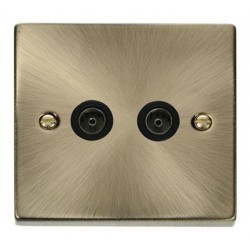 Click Deco Victorian Antique Brass 2-GANG SINGLE C0-AX OUTLET Black insert.. Click Deco Victorian Antique Brass 2-GANG SINGLE C0-AX OUTLET Black insert..