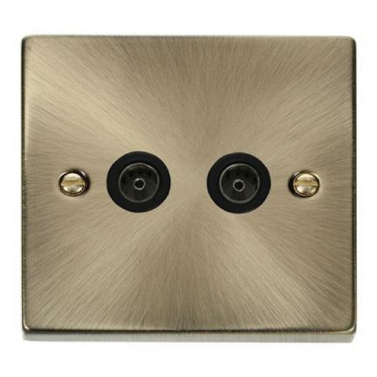 Click Deco Victorian Antique Brass 2-GANG SINGLE C0-AX OUTLET Black insert.. Click Deco Victorian Antique Brass 2-GANG SINGLE C0-AX OUTLET Black insert..