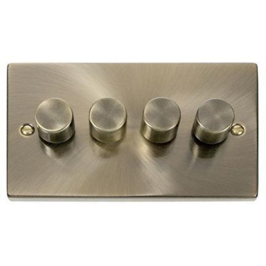 Click Deco Victorian Antique Brass 4 Gang 2 Way 400Va Dimmer Switch