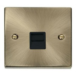 Click Deco Victorian Antique Brass Single Telephone Outlet (Secondary) Black insert.
