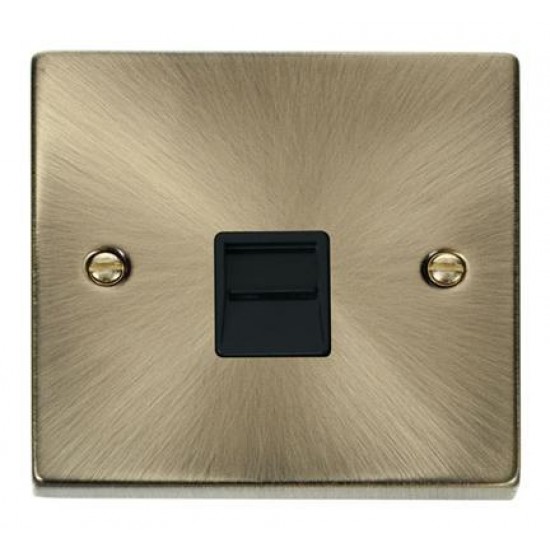 Click Deco Victorian Antique Brass Single Telephone Outlet (Secondary) Black insert.