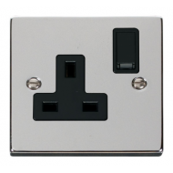 Click Deco Victorian Polished chrome 1-GANG 13A DP SWITCHED SOCKET B