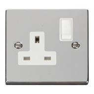 Click Deco Victorian Polished chrome 1-GANG 13A DP SWITCHED SOCKET W Click Deco Victorian Polished chrome 1-GANG 13A DP SWITCHED SOCKET W