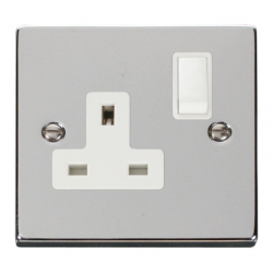 Click Deco Victorian Polished chrome 1-GANG 13A DP SWITCHED SOCKET W