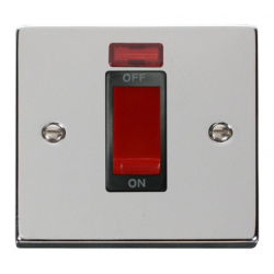 Click Deco Victorian Polished chrome 1-GANG 45A DP SWITCH + NEON BK