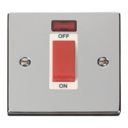 Click Deco Victorian Polished chrome 1-GANG 45A DP SWITCH + NEON WH
