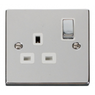 Click Deco Victorian Polished chrome 1 Gang 13A DP ‘Ingot’ Switched Socket Outlet - White Click Deco Victorian Polished chrome 1 Gang 13A DP ‘Ingot’ Switched Socket Outlet - White
