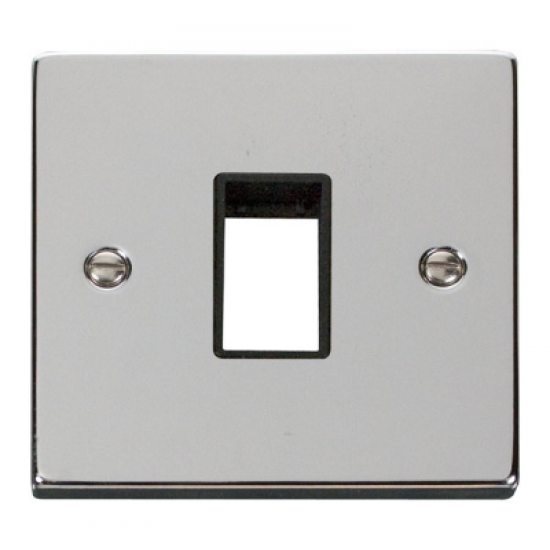 Click Deco Victorian Polished chrome 1 Gang Plate Single Aperture - Black Click Deco Victorian Polished chrome 1 Gang Plate Single Aperture - Black