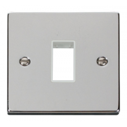 Click Deco Victorian Polished chrome 1 Gang Plate Single Aperture - White Click Deco Victorian Polished chrome 1 Gang Plate Single Aperture - White