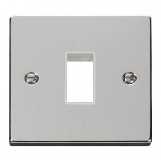 Click Deco Victorian Polished chrome 1 Gang Plate Single Aperture - White Click Deco Victorian Polished chrome 1 Gang Plate Single Aperture - White