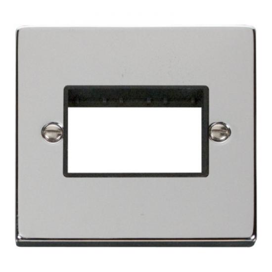 Click Deco Victorian Polished chrome 1 Gang Plate Triple Aperture - Black