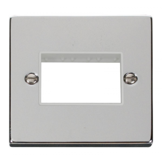 Click Deco Victorian Polished chrome 1 Gang Plate Triple Aperture - White