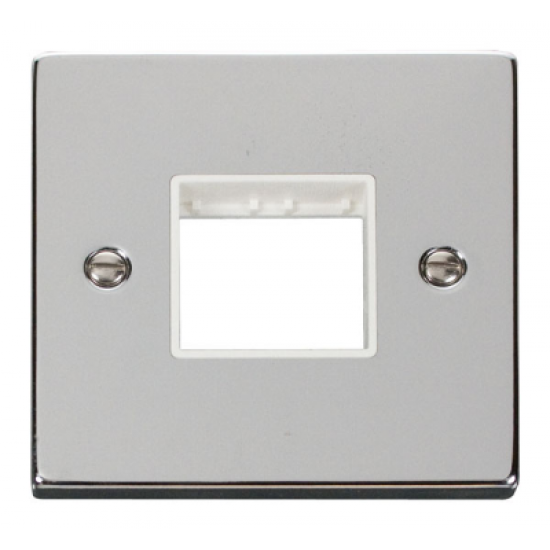 Click Deco Victorian Polished chrome 1 Gang Plate Twin Aperture - White