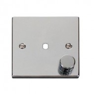 Click Deco Victorian Polished chrome 1 Gang Single Dimmer Plate & Knob