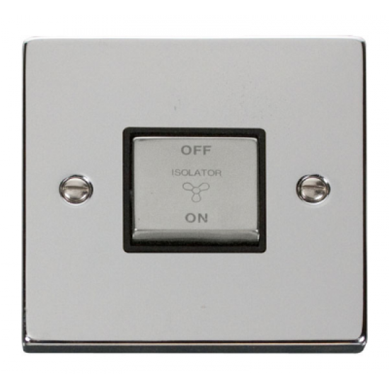 Click Deco Victorian Polished chrome 10A 1 Gang ‘Ingot’ 3 Pole Fan Isolation Switch - Black Click Deco Victorian Polished chrome 10A 1 Gang ‘Ingot’ 3 Pole Fan Isolation Switch - Black