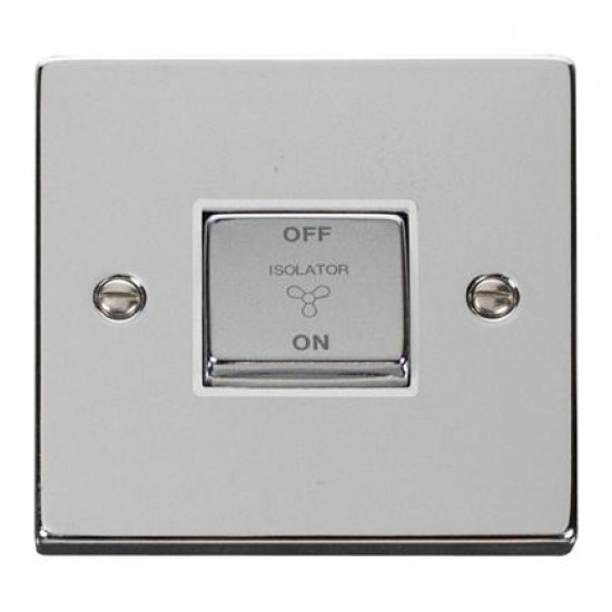 Click Deco Victorian Polished chrome 10A 1 Gang ‘Ingot’ 3 Pole Fan Isolation Switch - White
