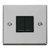 Click Deco Victorian Polished chrome 10A 2-GANG 2-WAY SWITCH BK Click Deco Victorian Polished chrome 10A 2-GANG 2-WAY SWITCH BK