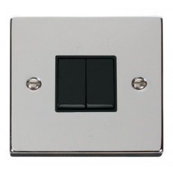Click Deco Victorian Polished chrome 10A 2-GANG 2-WAY SWITCH BK