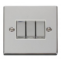 Click Deco Victorian Polished chrome 10A 3-GANG 2-WAY SWITCH