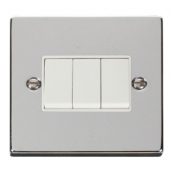 Click Deco Victorian Polished chrome 10A 3-GANG 2-WAY SWITCH