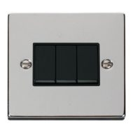 Click Deco Victorian Polished chrome 10A 3-GANG 2-WAY SWITCH BK Click Deco Victorian Polished chrome 10A 3-GANG 2-WAY SWITCH BK