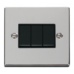Click Deco Victorian Polished chrome 10A 3-GANG 2-WAY SWITCH BK Click Deco Victorian Polished chrome 10A 3-GANG 2-WAY SWITCH BK