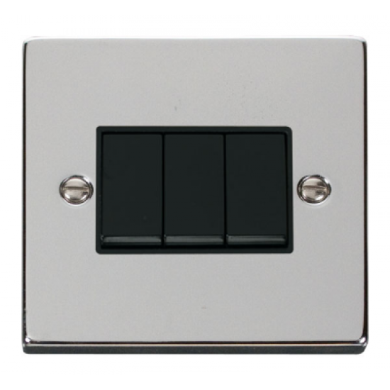 Click Deco Victorian Polished chrome 10A 3-GANG 2-WAY SWITCH BK Click Deco Victorian Polished chrome 10A 3-GANG 2-WAY SWITCH BK