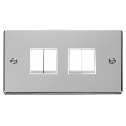 Click Deco Victorian Polished chrome 10A 4-GANG 2-WAY SWITCH