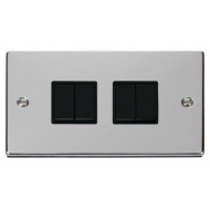 Click Deco Victorian Polished chrome 10A 4-GANG 2-WAY SWITCH BK Click Deco Victorian Polished chrome 10A 4-GANG 2-WAY SWITCH BK