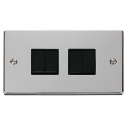 Click Deco Victorian Polished chrome 10A 4-GANG 2-WAY SWITCH BK