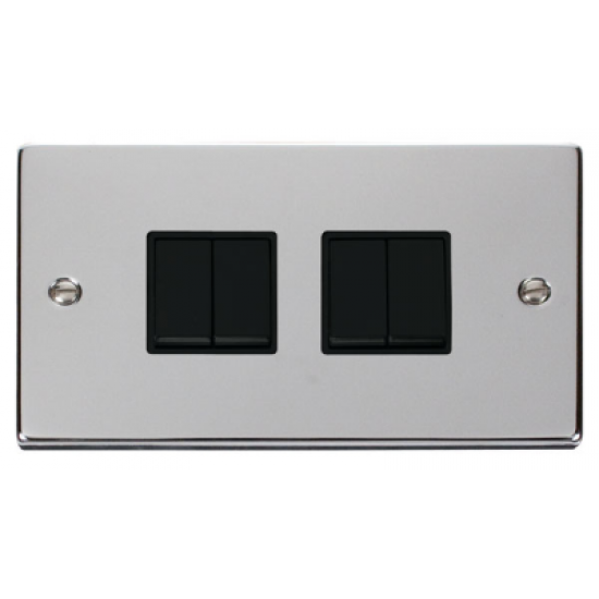 Click Deco Victorian Polished chrome 10A 4-GANG 2-WAY SWITCH BK Click Deco Victorian Polished chrome 10A 4-GANG 2-WAY SWITCH BK