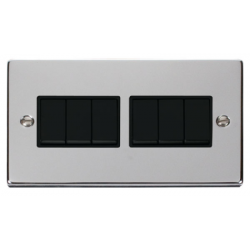 Click Deco Victorian Polished chrome 10A 6-GANG 2 WAY SWITCH BK