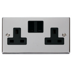 Click Deco Victorian Polished chrome 2-GANG 13A DP SWITCHED SOCKET B Click Deco Victorian Polished chrome 2-GANG 13A DP SWITCHED SOCKET B