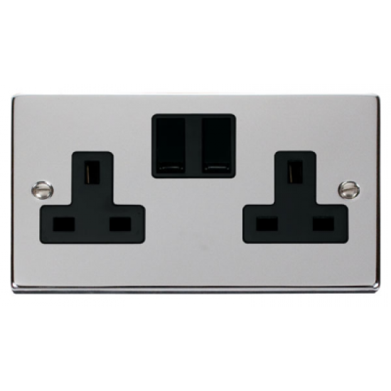 Click Deco Victorian Polished chrome 2-GANG 13A DP SWITCHED SOCKET B Click Deco Victorian Polished chrome 2-GANG 13A DP SWITCHED SOCKET B