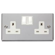 Click Deco Victorian Polished chrome 2-GANG 13A DP SWITCHED SOCKET W Click Deco Victorian Polished chrome 2-GANG 13A DP SWITCHED SOCKET W