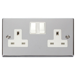Click Deco Victorian Polished chrome 2-GANG 13A DP SWITCHED SOCKET W Click Deco Victorian Polished chrome 2-GANG 13A DP SWITCHED SOCKET W