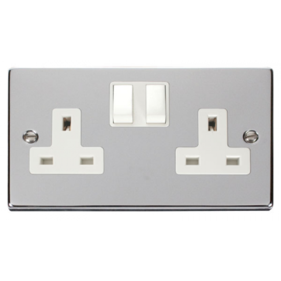 Click Deco Victorian Polished chrome 2-GANG 13A DP SWITCHED SOCKET W Click Deco Victorian Polished chrome 2-GANG 13A DP SWITCHED SOCKET W