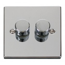  Click Deco Victorian Polished chrome 2 GANG 2 WAY 100W LED DIMMER SWITCH