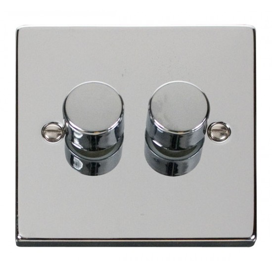 Click Deco Victorian Polished chrome 2 GANG 2 WAY 100W LED DIMMER SWITCH Click Deco Victorian Polished chrome 2 GANG 2 WAY 100W LED DIMMER SWITCH